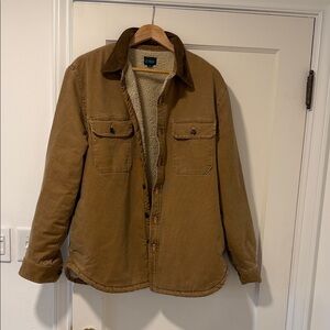 J. Crew Tan Shirt Jacket with Brown Accents